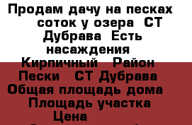 Продам дачу на песках 7,5 соток у озера ,СТ Дубрава. Есть насаждения . Кирпичный › Район ­ Пески . СТ Дубрава › Общая площадь дома ­ 16 › Площадь участка ­ 750 › Цена ­ 300 000 - Саратовская обл., Балаковский р-н, Балаково г. Недвижимость » Дома, коттеджи, дачи продажа   
